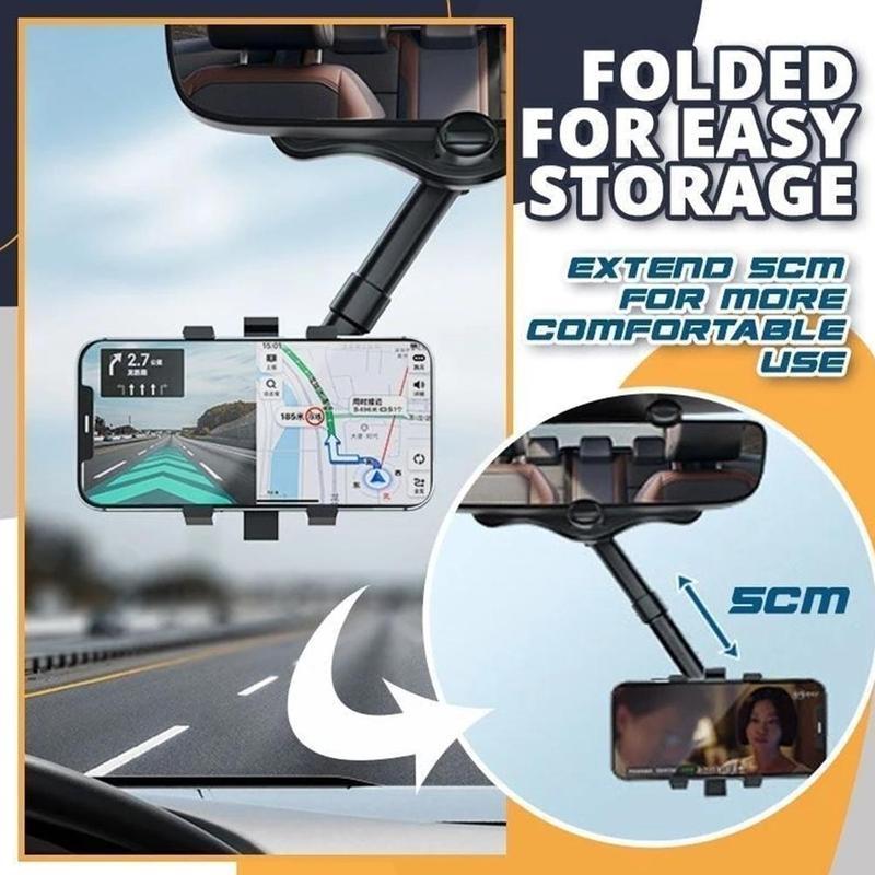 Multifunctional 360 Rear View Mirror Phone Holder Suitable For All Mobile Phones And All Car