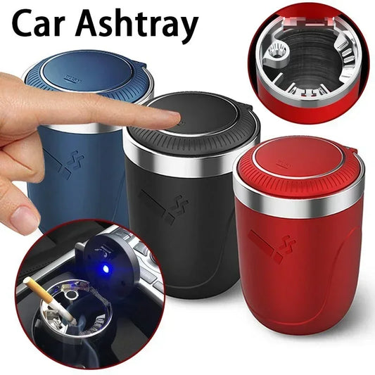 Portable LED Light Push Type Car Ashtray