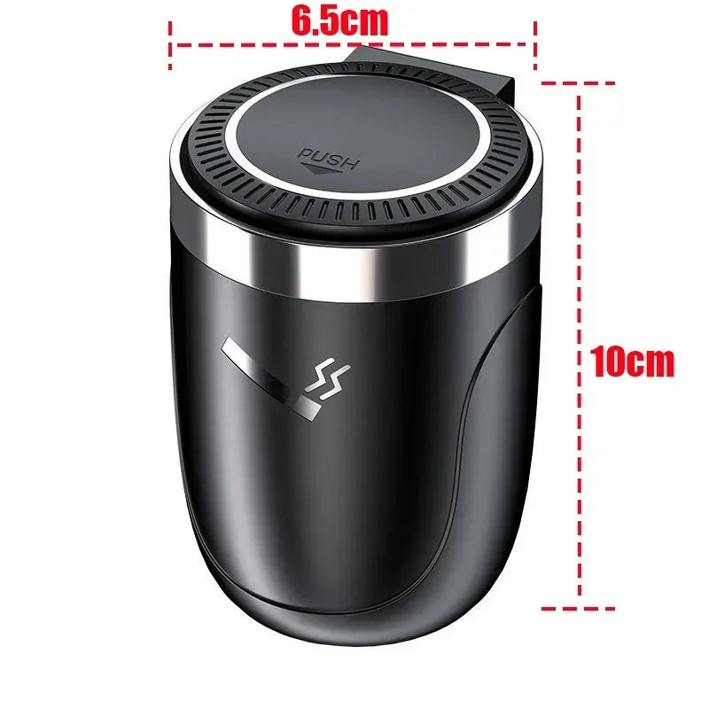 Portable LED Light Push Type Car Ashtray