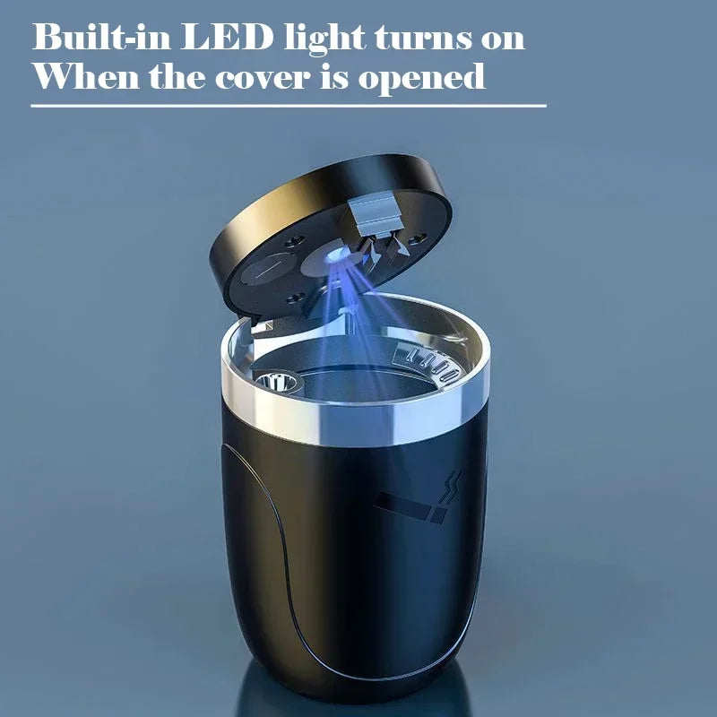Portable LED Light Push Type Car Ashtray