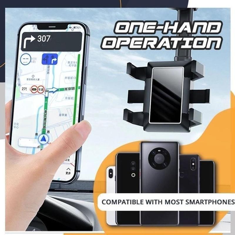 Multifunctional 360 Rear View Mirror Phone Holder Suitable For All Mobile Phones And All Car
