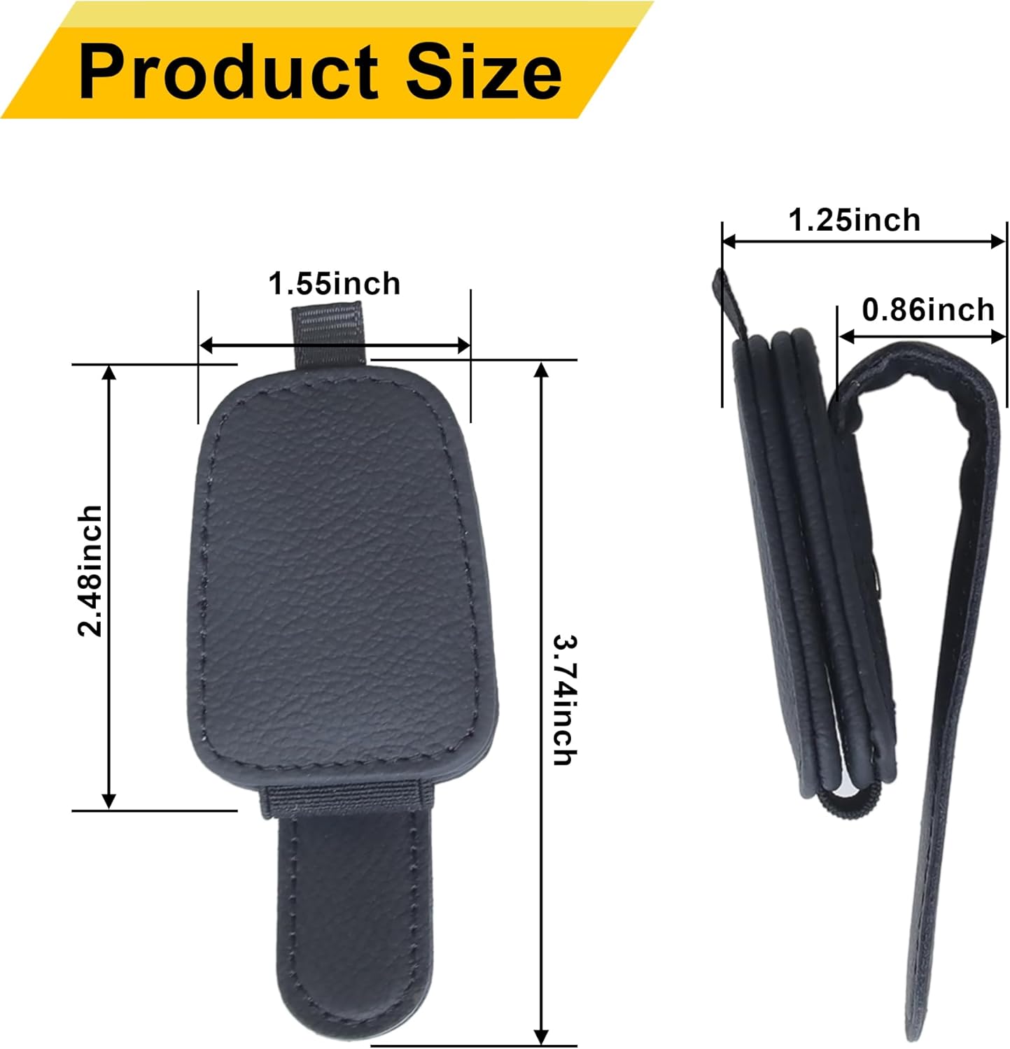 Sunglass Holder for Car, Magnetic Leather Sunglasses Holder and Ticket Card Clip, Car Visor Accessories